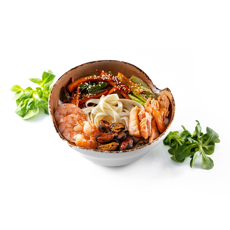 Удон с морепродуктами (терияки соус)